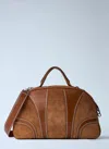Dries Van Noten Leather-trimmed Suede Duffel Bag In Brown