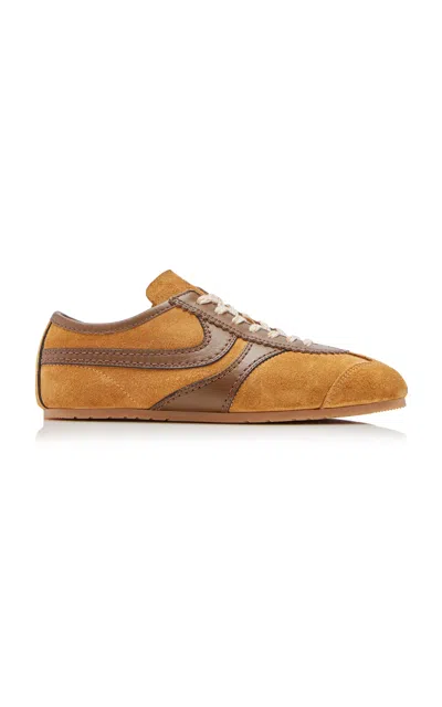 Dries Van Noten Leather-trimmed Suede Sneakers In Brown