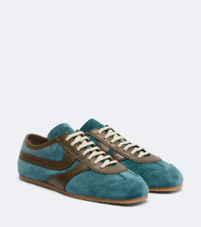 Dries Van Noten Leather-trimmed Suede Sneakers In Multi