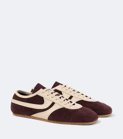 Dries Van Noten Brown Viola Low-profile Suede Leather Sneakers In Animal Print
