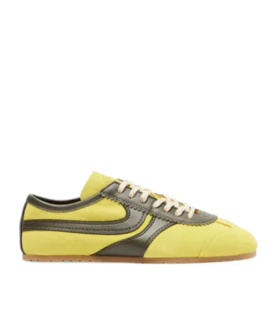 Dries Van Noten Leather-trimmed Suede Sneakers In Yellow