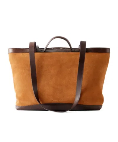 Dries Van Noten Carter Leather-trimmed Suede Tote In Brown