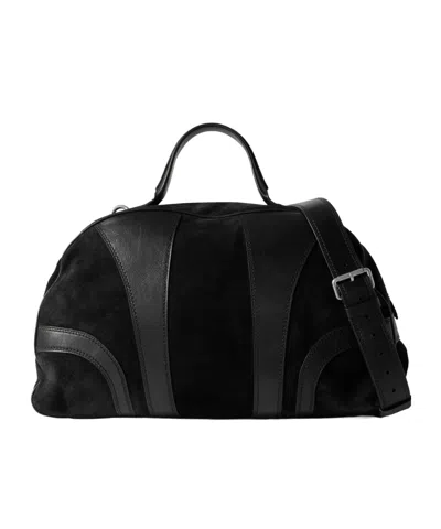 Dries Van Noten Leather-trimmed Suede Duffle Bag In Black