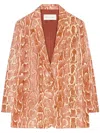 Dries Van Noten Basti Snakeskin Print Single Breasted Blazer In Orange