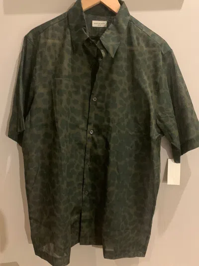 Pre-owned Dries Van Noten Leopard Print Silk Short Sleeve Shirt