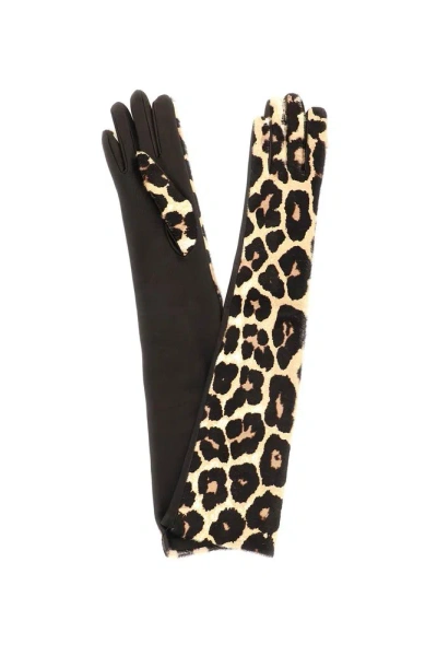 Dries Van Noten Leopard Printed Gloves In Multicolor