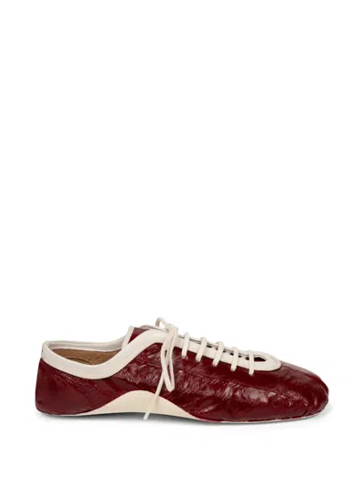Dries Van Noten Leren Leather Ballerina Sneakers In Red