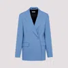 Dries Van Noten Double Breast Wool Jacket With Notch Lapel In Light Blue