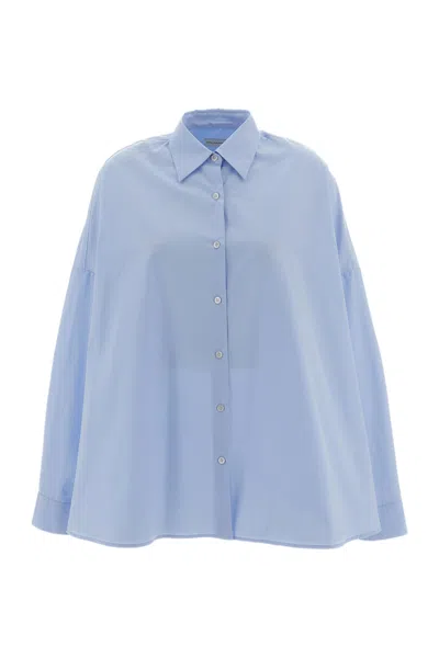 Dries Van Noten Light Blue Casia Oversized Pure Cotton Shirt