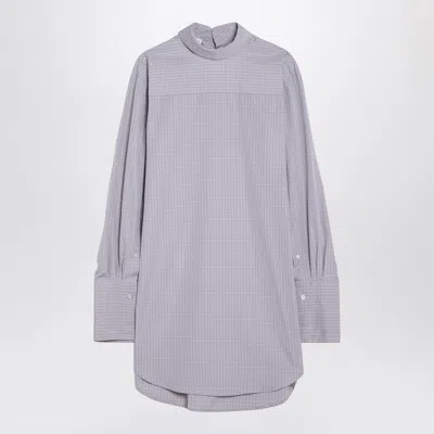DRIES VAN NOTEN DRIES VAN NOTEN LIGHT BLUE CHECKED POPELINE TURTLENECK SHIRT