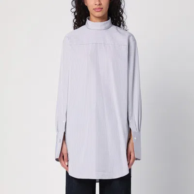 Dries Van Noten Light Blue Checked Popeline Turtleneck Shirt