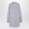 Dries Van Noten Checked Popeline Turtleneck Shirt With High Collar In Purple