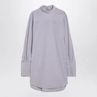 DRIES VAN NOTEN DRIES VAN NOTEN  LIGHT BLUE CHECKED POPELINE TURTLENECK SHIRT