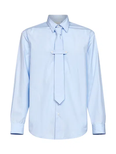 Dries Van Noten Light Blue Cotton Poplin Cilian Shirt With Tie