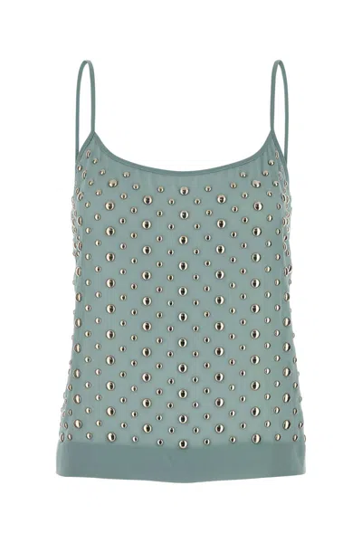Dries Van Noten Light Blue Crepe Calipso Top