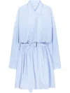 Dries Van Noten Suit With Belted Waist And Button-down Front In Light Blue