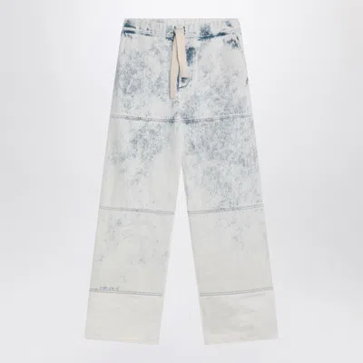 Dries Van Noten Drawstring Wide Leg Denim Trousers In White