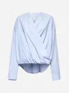 Dries Van Noten Draped V-neck Blouse Buttoned Cuffs In Blue