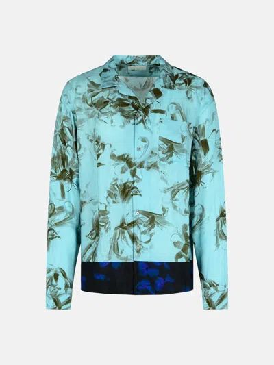 Dries Van Noten Light Blue Viscose Shirt In Green