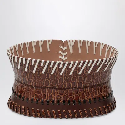 Dries Van Noten Light Brown Leather Corset Belt