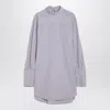 Dries Van Noten Checked Popeline Turtleneck Shirt With High Collar In Purple