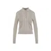 Dries Van Noten Light Grey Knitted Cotton Polo With Classic Collar In Grey