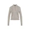 Dries Van Noten Light Grey Knitted Cotton Polo With Classic Collar