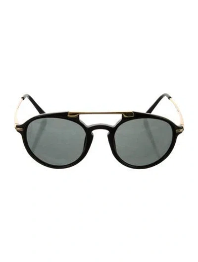 Pre-owned Dries Van Noten Linda Farrow Gallery Aviator Sunglasses In Black