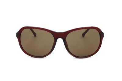 Dries Van Noten Linda Farrow X  Oval Frame Sunglasses In Red
