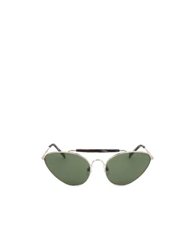 Dries Van Noten Linda Farrow X  Pilot Frame Sunglasses In Green