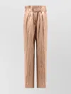 Dries Van Noten Linen And Viscose Trousers With Belted Waist