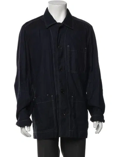 Pre-owned Dries Van Noten Linen Blazer In Blue