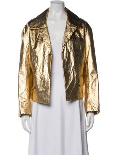 Pre-owned Dries Van Noten Linen Blazer In Gold