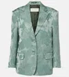 Dries Van Noten Linen-blend Jacquard Blazer In Blau