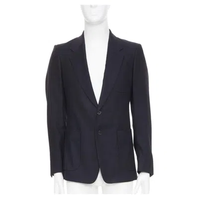 Pre-owned Dries Van Noten Linen Cotton Patch Pocket Notch Lapel Blazer Jacket Eu46 S In Black