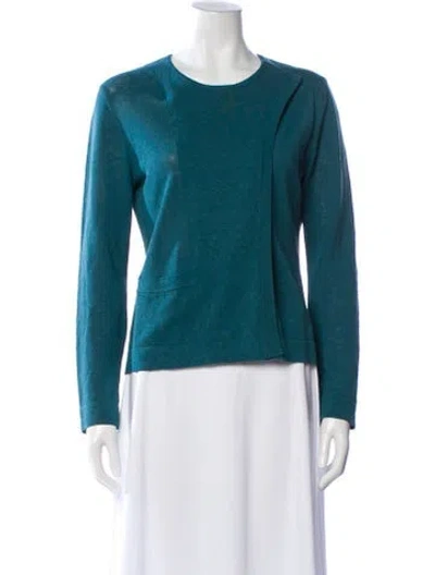 Pre-owned Dries Van Noten Linen Crew Neck Sweater In Blue