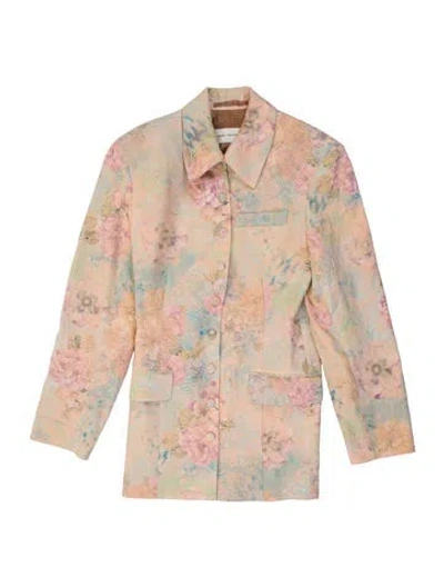 Pre-owned Dries Van Noten Linen Floral Print Blazer In Multi