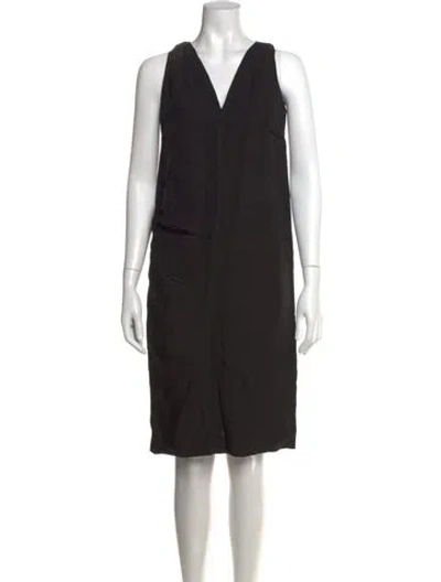 Pre-owned Dries Van Noten Linen Knee-length Dress In Black
