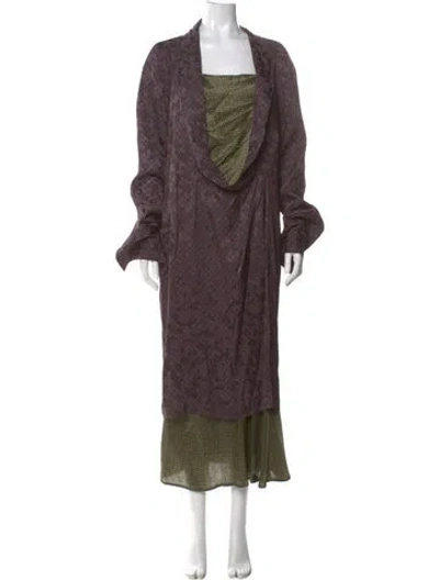 Pre-owned Dries Van Noten Linen Long Dress In Purple