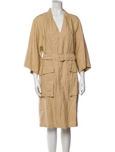 Pre-owned Dries Van Noten Linen Midi Length Dress In Neutral