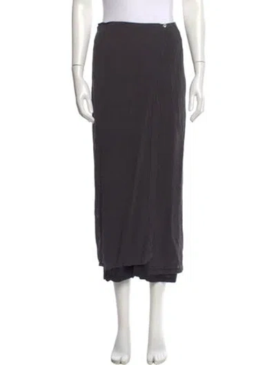 Pre-owned Dries Van Noten Linen Midi Length Skirt In Gray