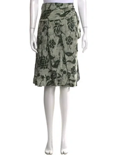 Pre-owned Dries Van Noten Linen Midi Length Skirt In Green