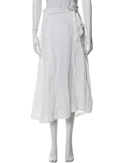 Pre-owned Dries Van Noten Linen Midi Length Skirt W/ Tags In White