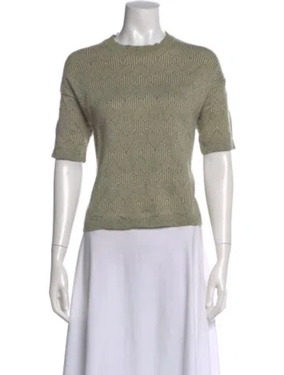 Pre-owned Dries Van Noten Linen Patterned Top In Green