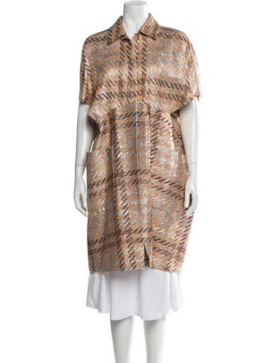 Pre-owned Dries Van Noten Linen Plaid Print Coat