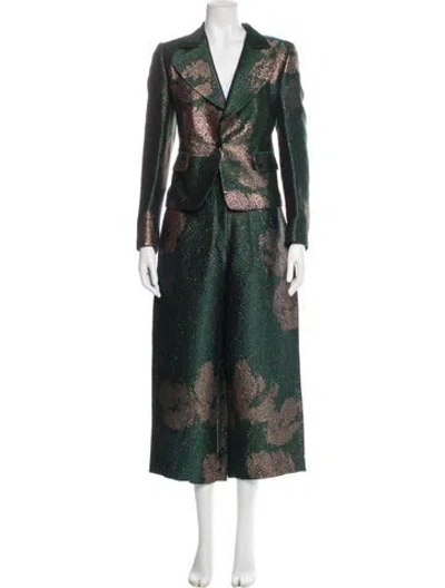 Pre-owned Dries Van Noten Linen Printed Pantsuit In Green