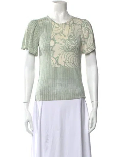 Pre-owned Dries Van Noten Linen Printed Top In Green
