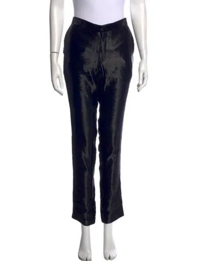 Pre-owned Dries Van Noten Linen Straight Leg Pants In Black