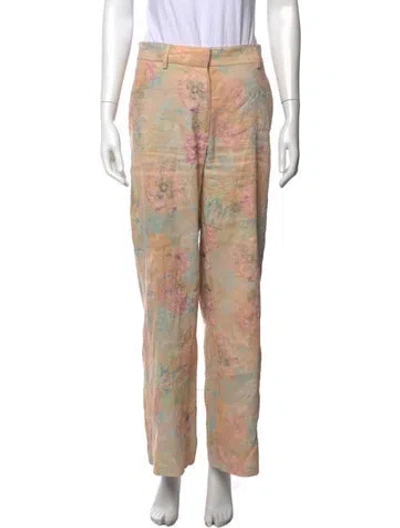 Pre-owned Dries Van Noten Linen Straight Leg Pants In Gold