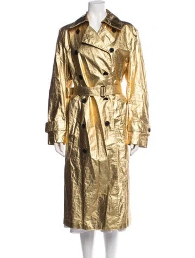 Pre-owned Dries Van Noten Linen Trench Coat In Gold